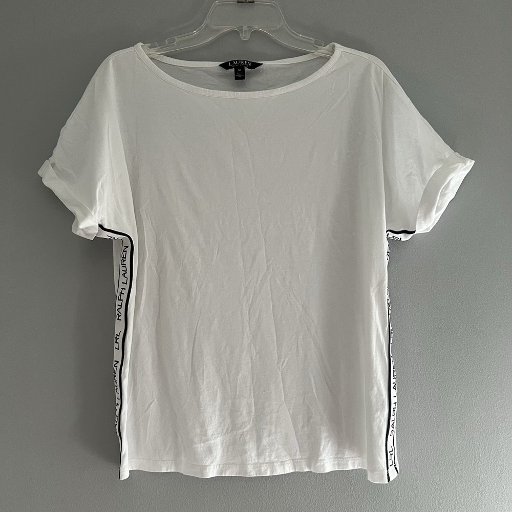 Lauren Ralph Lauren Tee Shirt Womens‎ Medium Black Label Activewear Casual Boxy